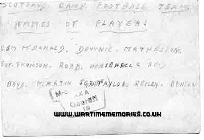 Sgt Douglas Taylor Scotland Camp Football Team Names of players